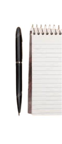 a notebook and a pen on a black background