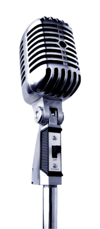 a vintage microphone on a black background